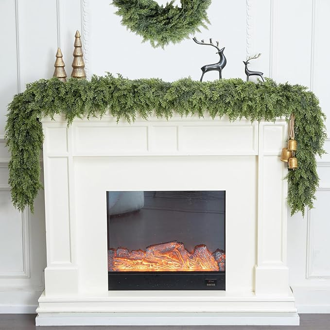 9ft 1Pcs Christmas Cedar Garland Artificial Realistic Thick Soft Green Faux Winter Greenery Pine ... | Amazon (US)