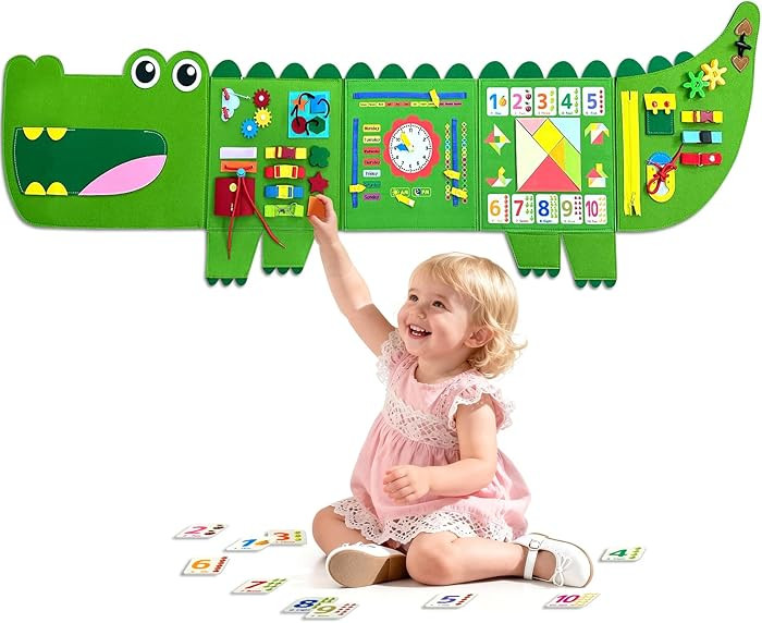 Rivibou Crocodile Foldable Activities Montessori Busy Board Toddler Busy Board Montessoris Toys f... | Amazon (US)