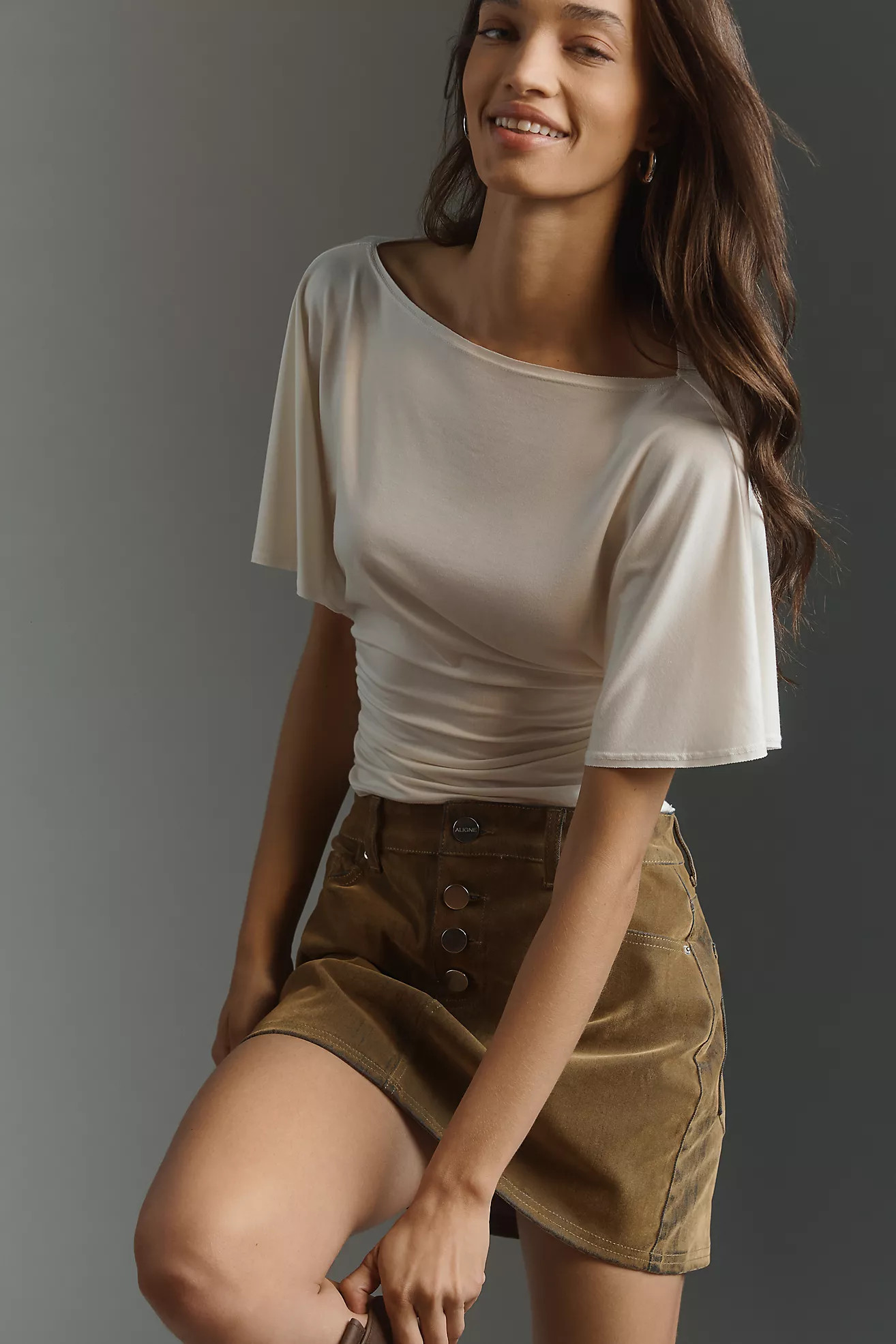 Reformation Avery Knit Flutter Sleeve Top | Anthropologie (US)