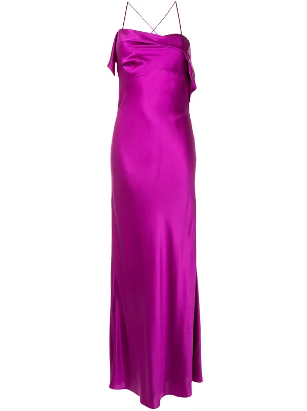 Michelle Mason draped-neck Cocktail Dress | Purple | FARFETCH | Farfetch Global