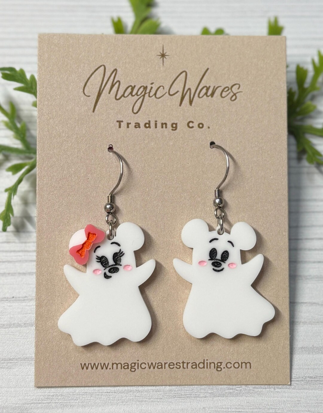 Cute Ghost Mouse Dangle Earrings, Choose Glow in the Dark or White Acrylic Earrings, Minnie Ghost... | Etsy (US)