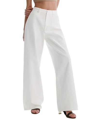 SGIVL White Jeans Women Wide Leg Baggy Trendy High Waisted Jeans Plus Size Y2K Trendy Denim Pants White 4 | Amazon (US)