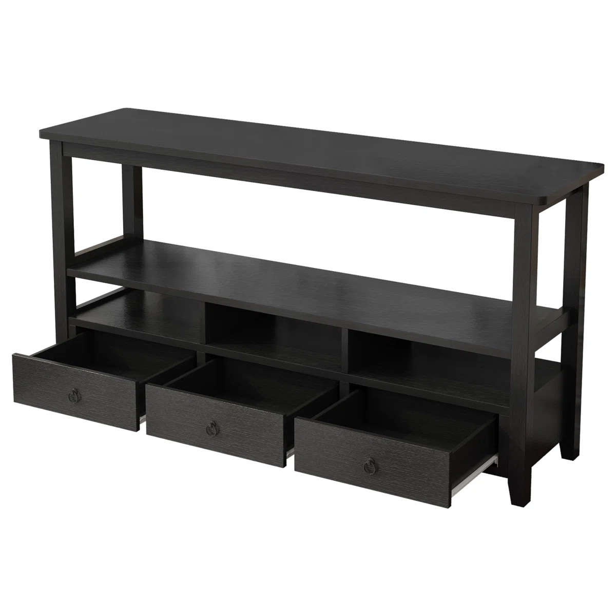 Black 57.8in 4-layer 3-drawer 3-compartment MDF Entry Table | Wayfair North America