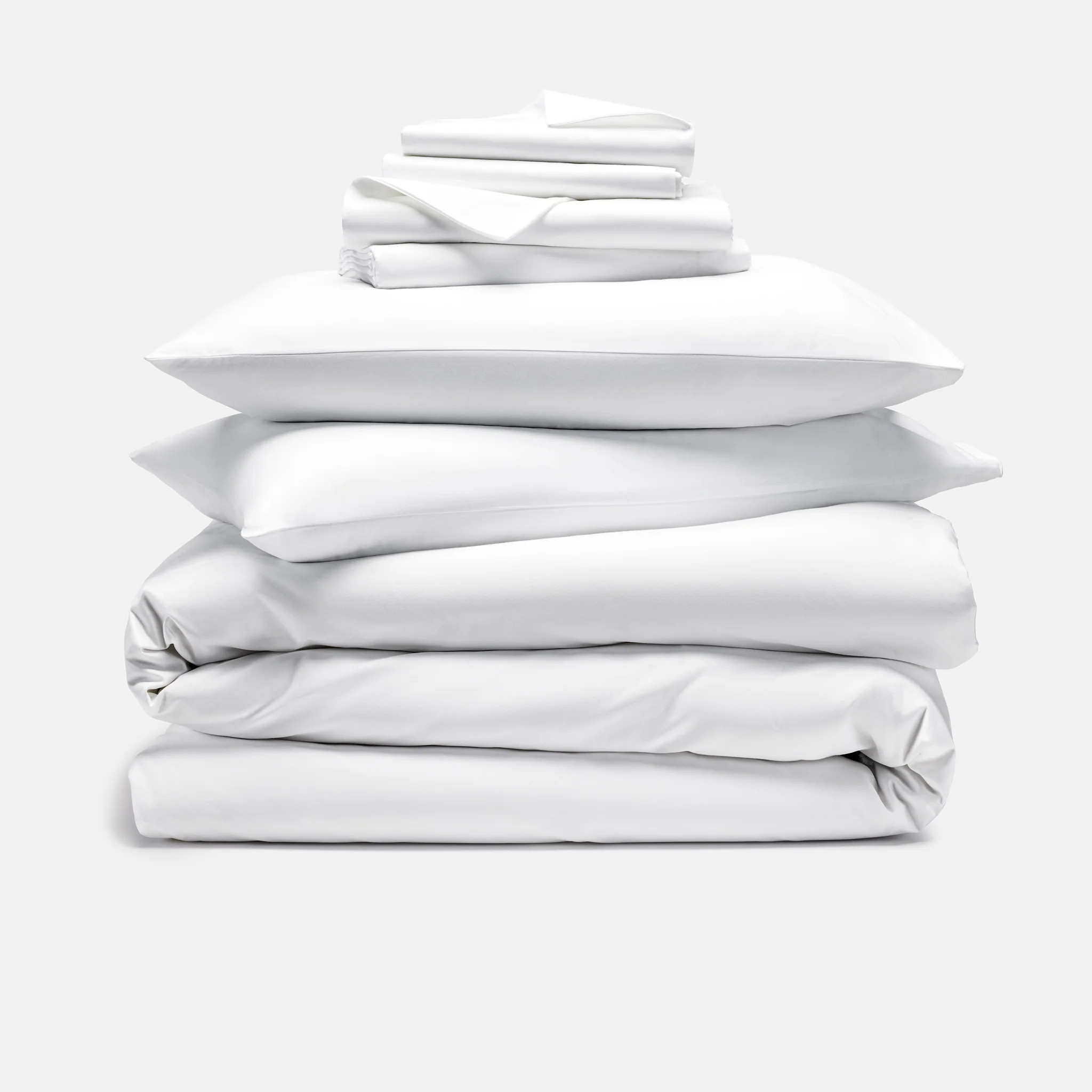 Brooklinen Luxe Sateen Hardcore Sheet Bundle size Twin in Solid White | Brooklinen