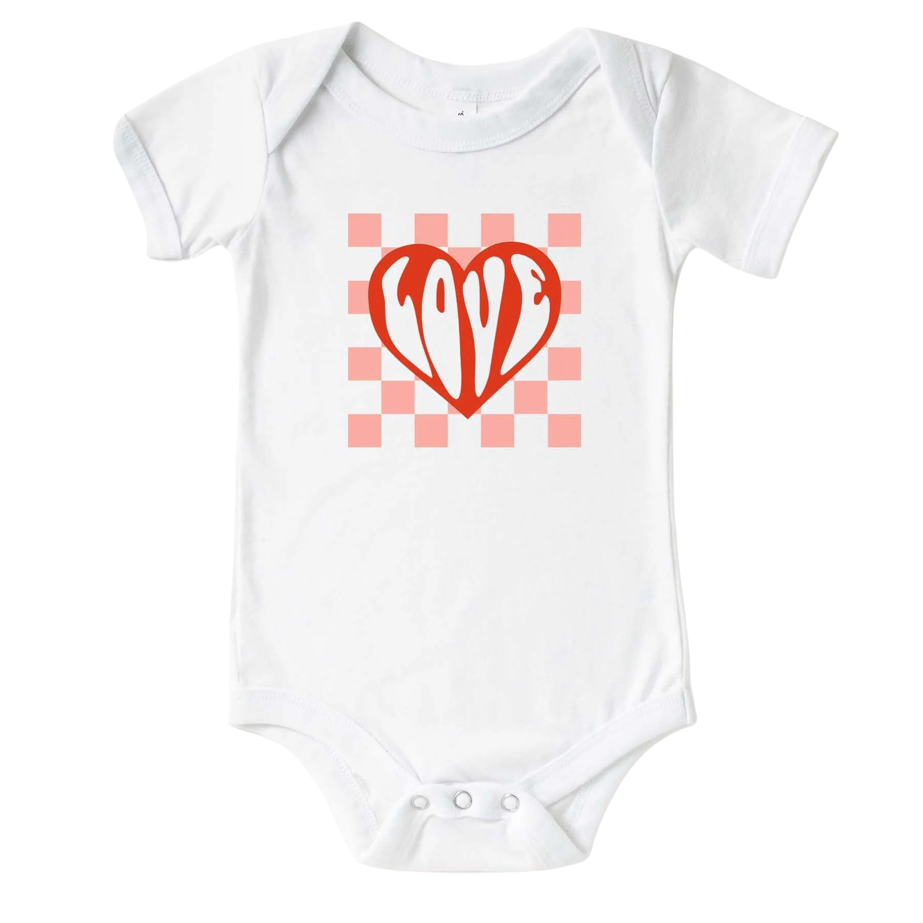 Love Check Graphic Bodysuit | White | Caden Lane