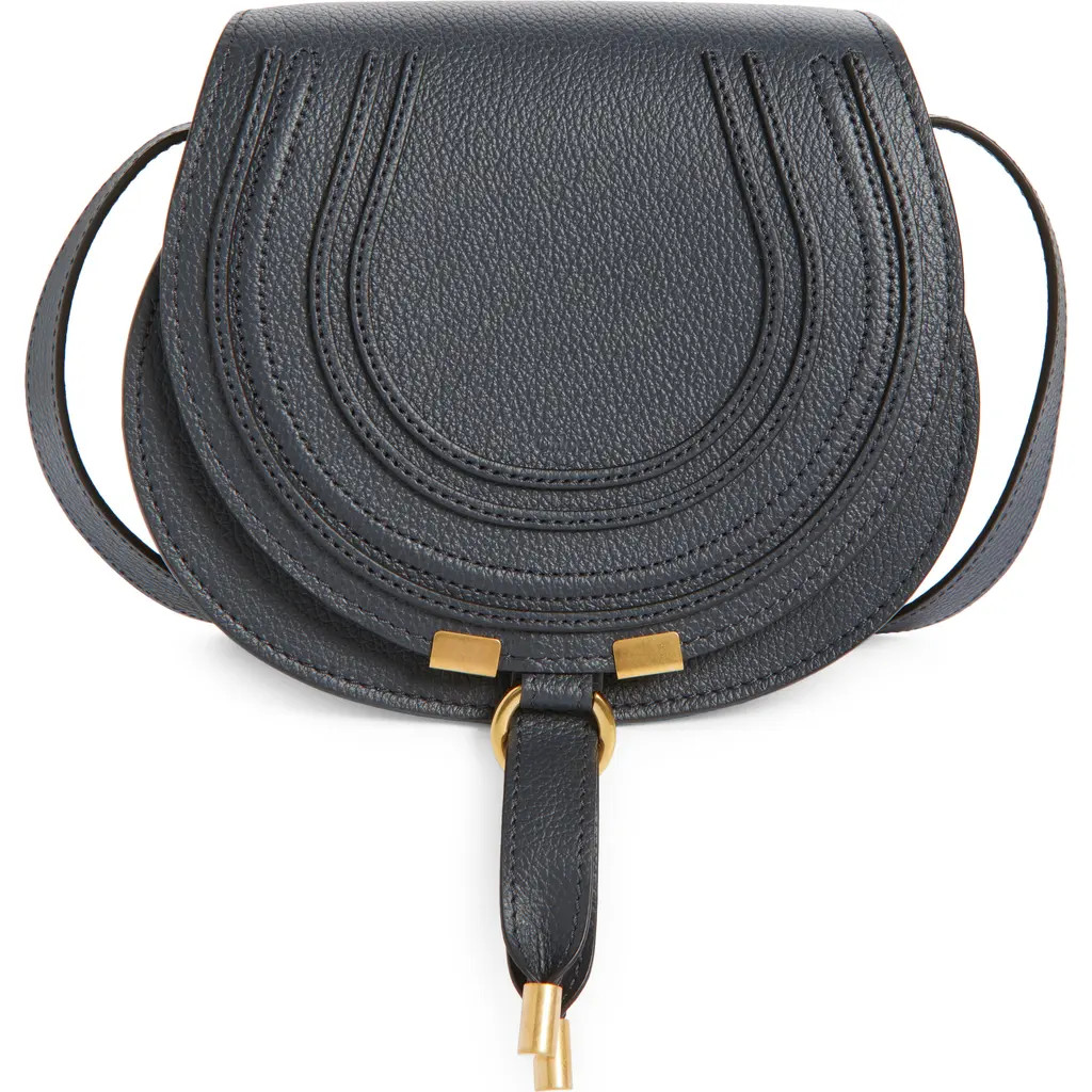 Chloé Small Marcie Leather Crossbody Bag in Black Navy at Nordstrom | Nordstrom