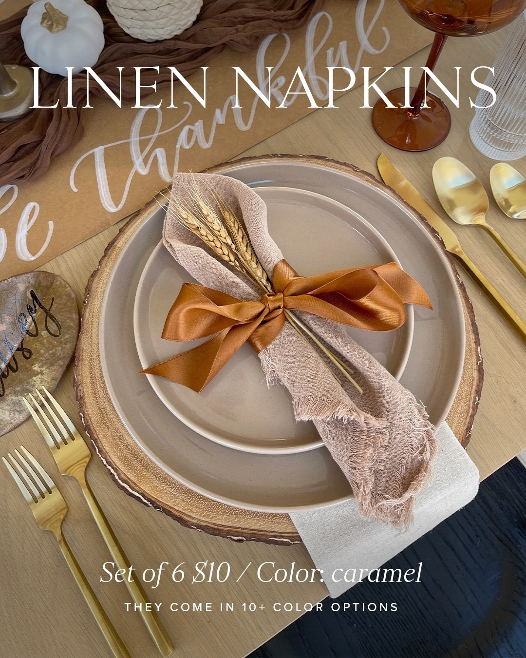 Linen napkin for a thanksgiving table 🤎🦃

Home
Entertaining 

#LTKHome #LTKSeasonal #LTKHoliday