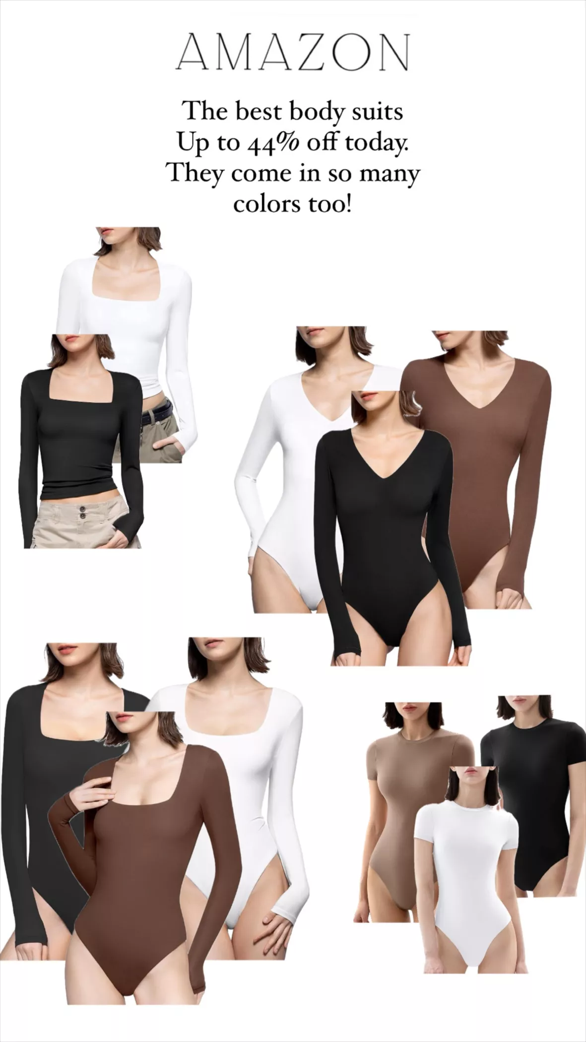  PUMIEY Long Sleeve Bodysuit For Women V Neck Double