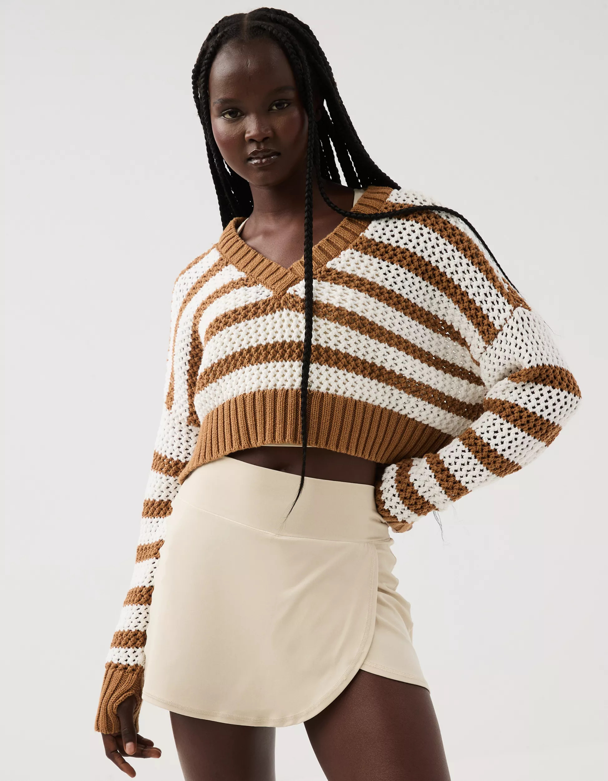 OFFLINE By Aerie Crochet V Neck Sweater | Aerie