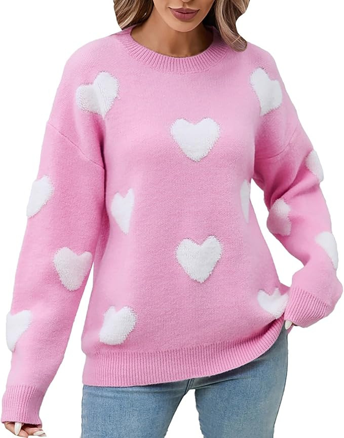 Women Valentines Day Heart Sweater Women Love Sweatshirt Heart Graphic Knit Sweaters Cute Lightwe... | Amazon (CA)