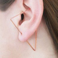 Gold Triangle Ear Climber, Rose Gold Earrings, Designer Earrings, Rose Gold Ear Cuffs, Unique Earrings, Triangle Earrings, Gold Hoops, Gifts | Etsy (UK)