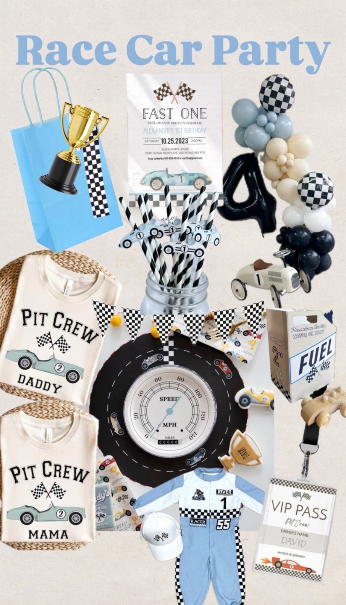 Race car party
Boys party
Balloons
Ballon arch
Party supplies 
Party decor
Shirts
Party favors
Trophy
Vintage race car



#LTKParties #LTKFindsUnder50 #LTKKids