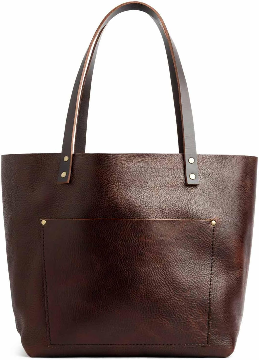 Portland Leather Goods Classic Medium Tote Bag – Handmade, Open Top, Durable & Unlined – Interior & Exterior Pockets | Amazon (US)