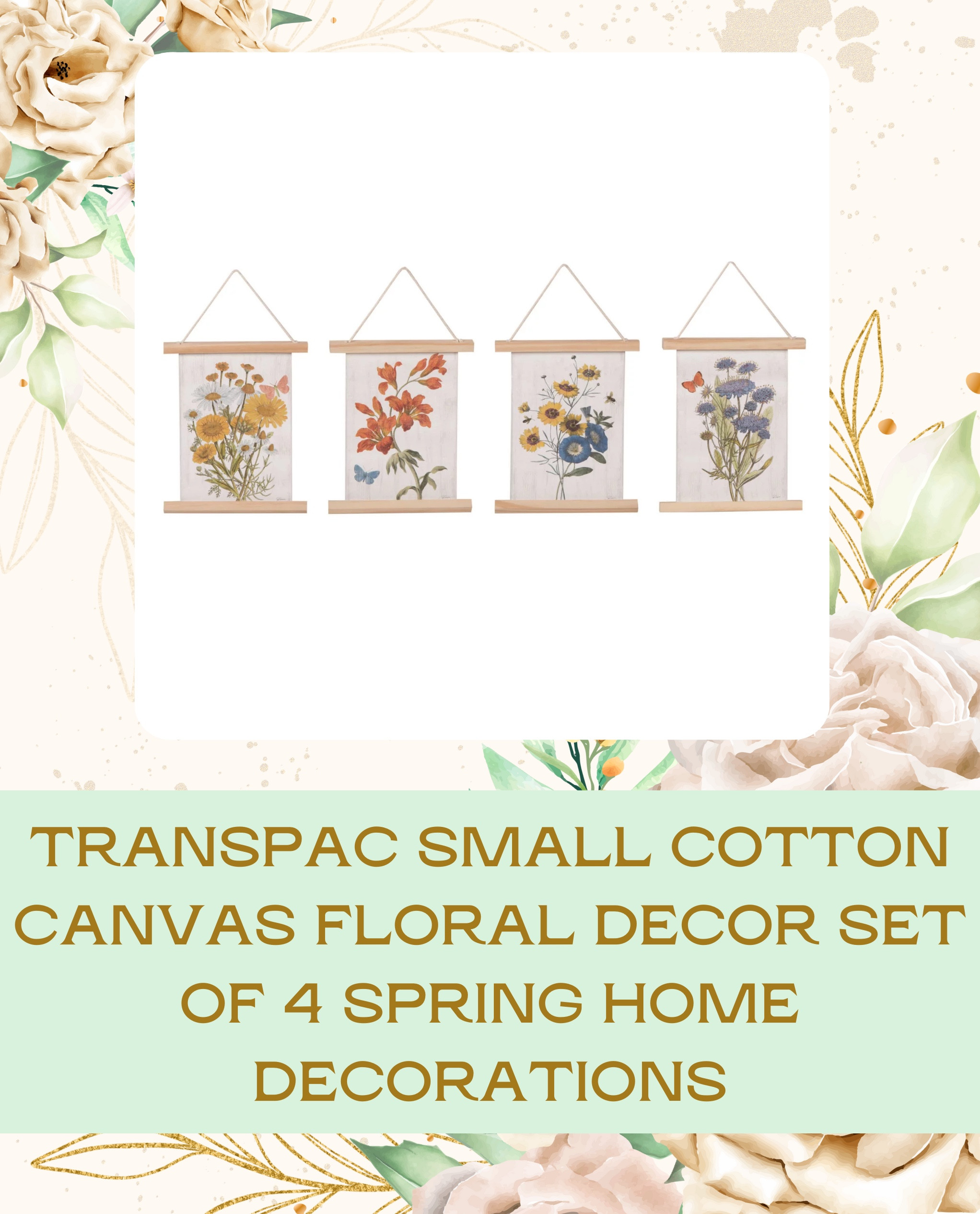 These **Small Cotton Canvas Floral Decor Pieces** from Transpac bring a lovely touch of spring to your home! 🌸🌿 Set of 4 perfect for adding charm to any room. #SpringDecor #FloralVibes #LTKFinds

#LTKSeasonal #LTKFindsUnder50 #LTKHome