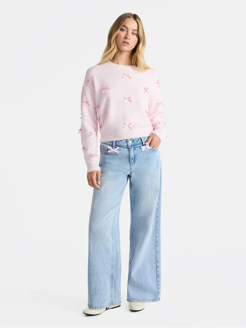 No Boundaries Bow Jeans, 30'' Inseam, Women's | Walmart (US)