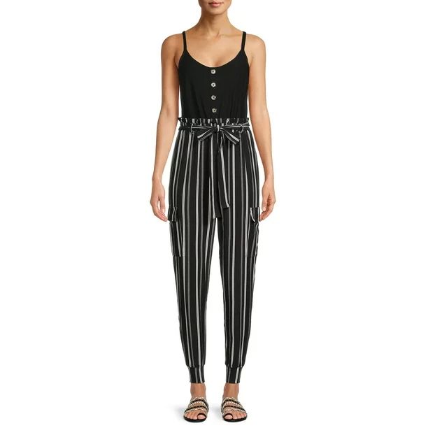 No Boundaries Juniors' Paperbag Waist Jumpsuit | Walmart (US)