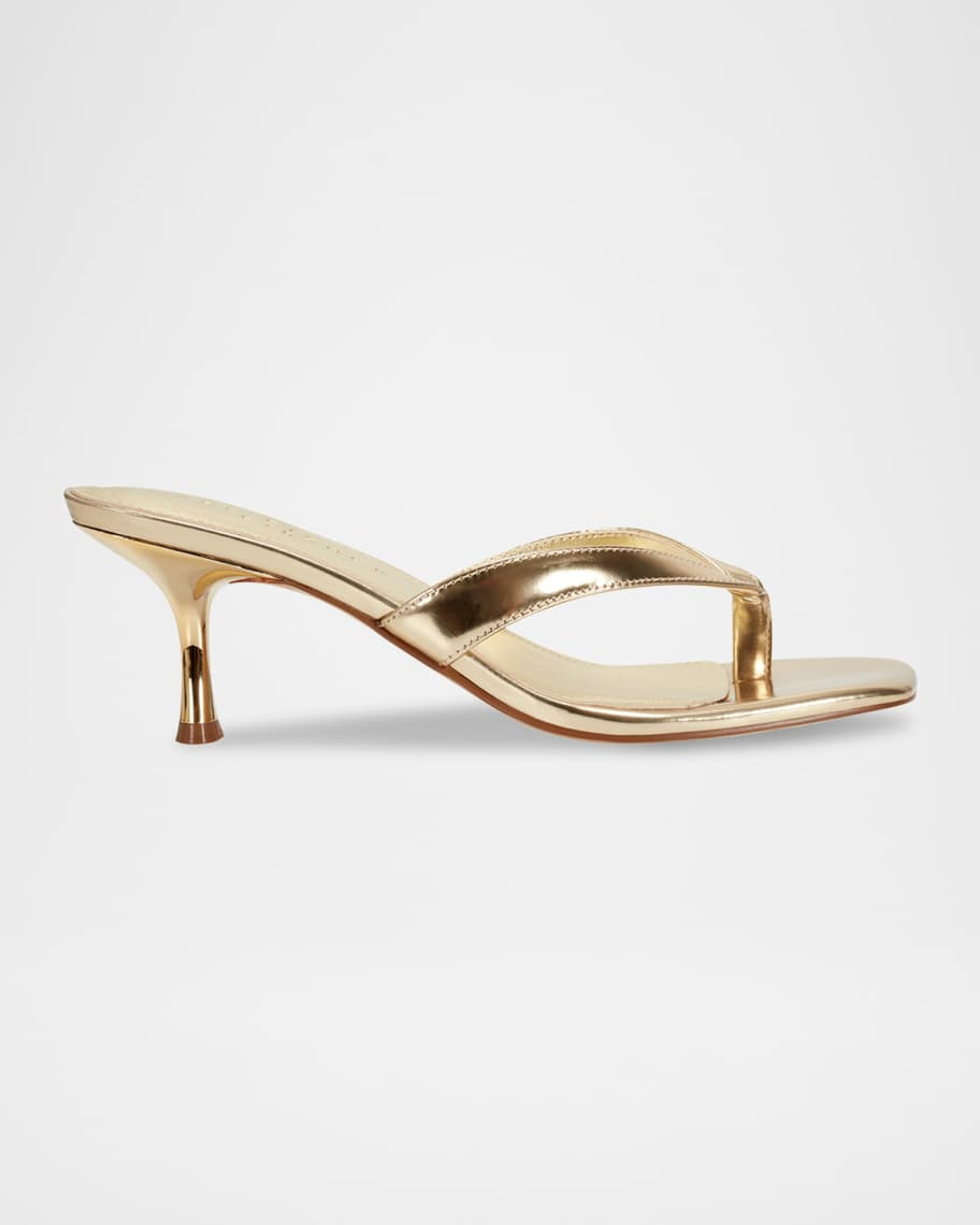 Amele Metallic Kitten Thong Slide Sandals | Neiman Marcus