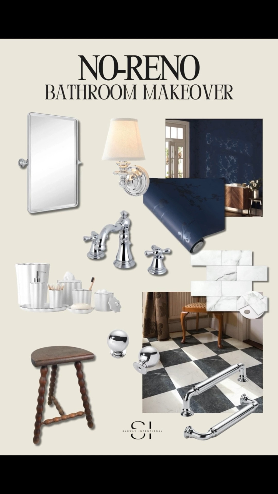 This bathroom makeover is giving zero demo, all wow! I love how easy it is to swap in chic touches like peel and stick wallpaper, polished chrome hardware, and classic black-and-white floors (peel and stick too!) to totally transform the space without tearing anything out. These finds instantly upgrade your bathroom with a timeless feel, and the best part… no contractor needed. A few styling swaps like accessories, knobs, and lighting make the whole room feel intentional and elevated.

#LTKHome