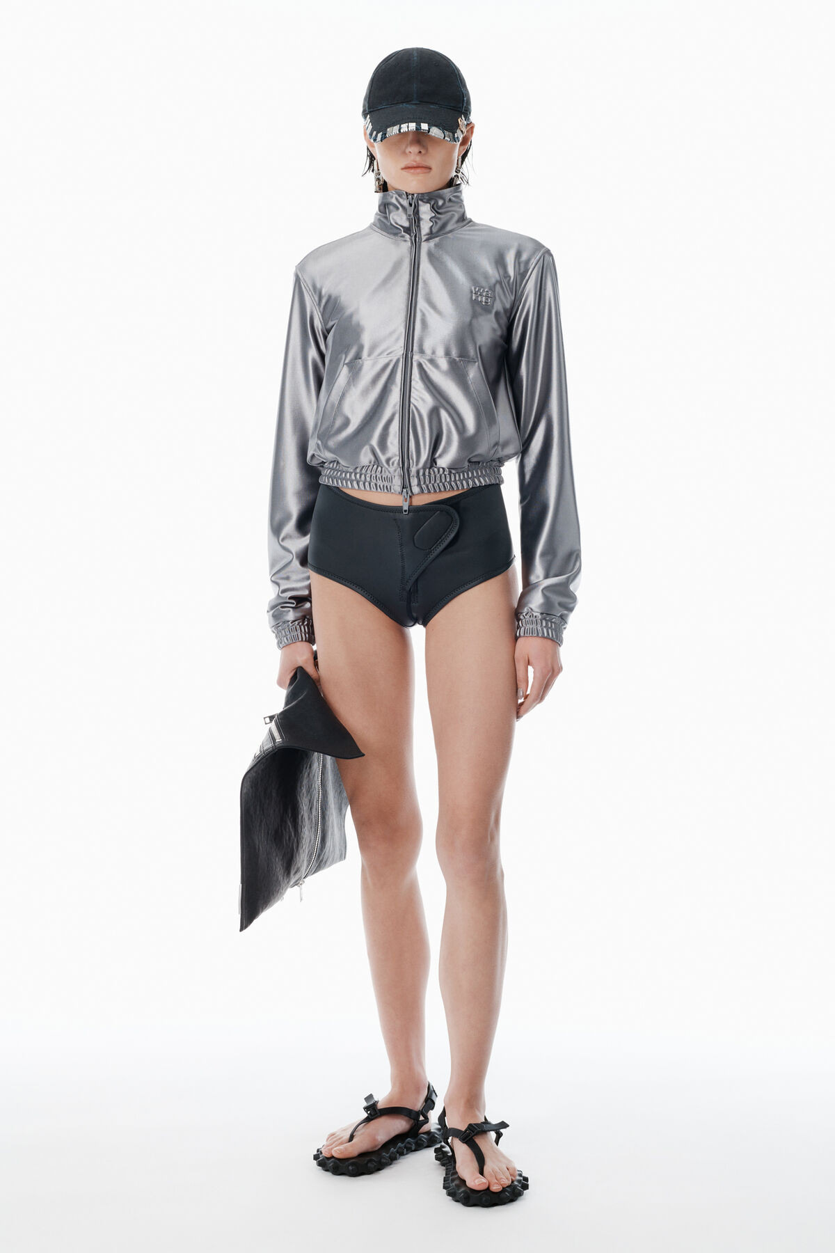 grey shrunken zip-up jacket | Alexander Wang US