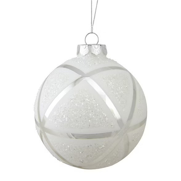 Northlight 4" Geometric Glass Ball Christmas Ornament - White | Target