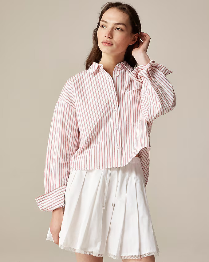 Étienne cropped button-up shirt in stripe | J. Crew US