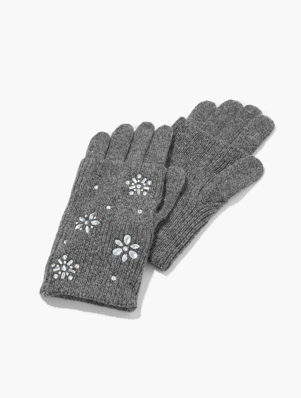 Snowflake Embellished Soft Knit Gloves | Talbots