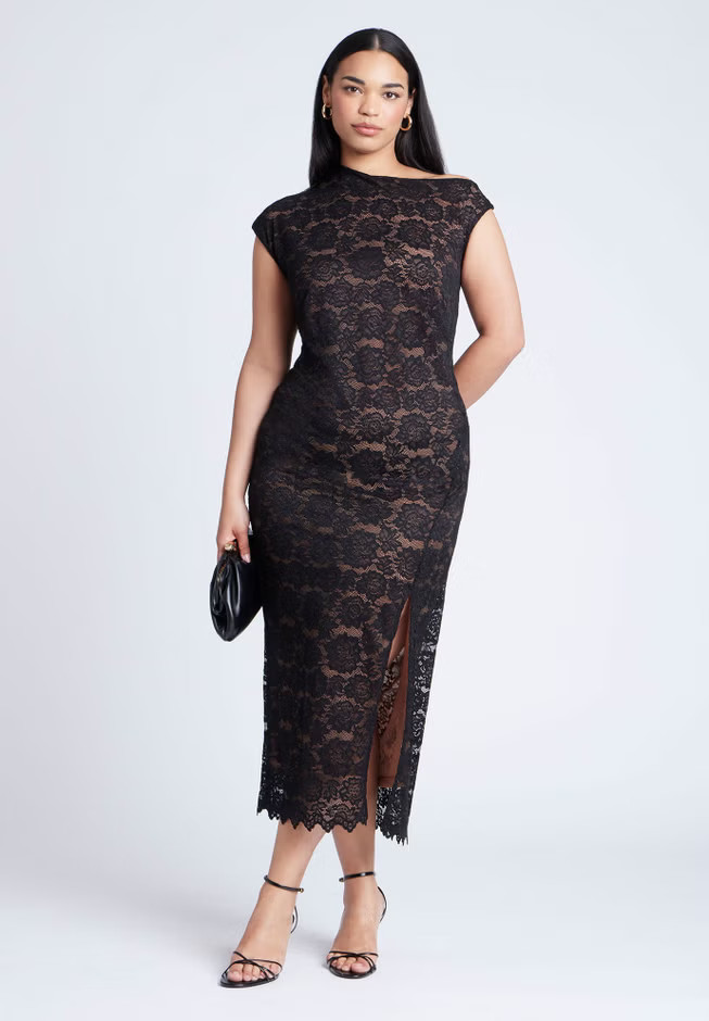 Lace Fitted Midi Dress | Eloquii