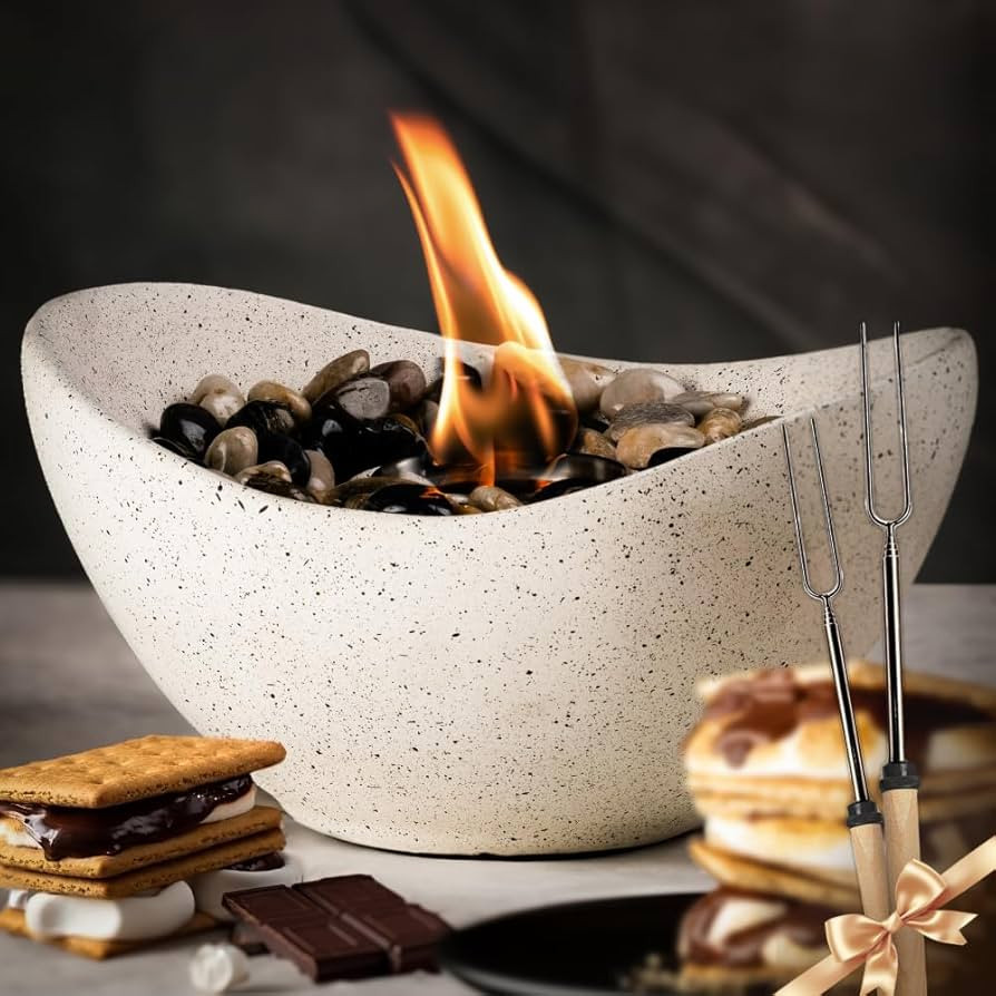 Concrete Tabletop Fire Pit, Portable Indoor Fireplace and Smores Maker, Suitable for Indoor and O... | Amazon (US)