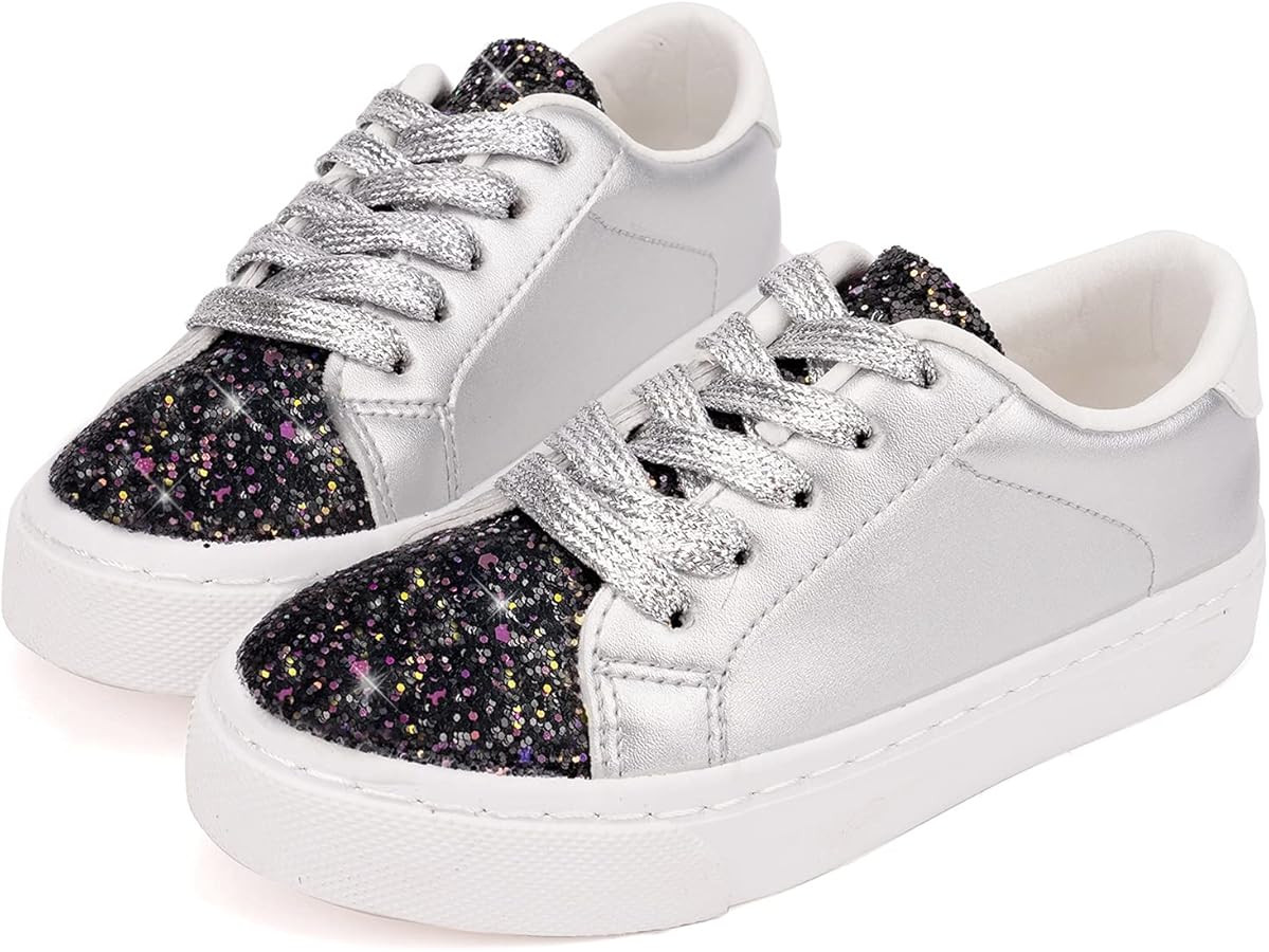 ToandonToddler Kids Sneakers Sparkle Fashion Glitter Sequins Canvas Shoes | Amazon (US)