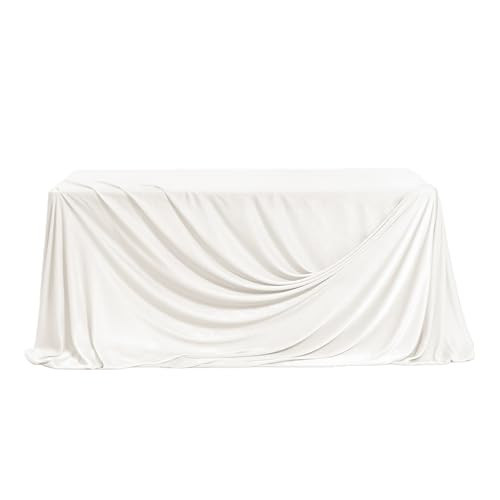 Ling's moment White Wedding Table Cloths in Premium Crumpled Velvet, 9ft x 11ft, Fits 4ft/6ft Rectangular/Round Sweetheart&Head Table for Wedding Reception, Bridal Shower, Birthday Decoration,Banquet | Amazon (US)