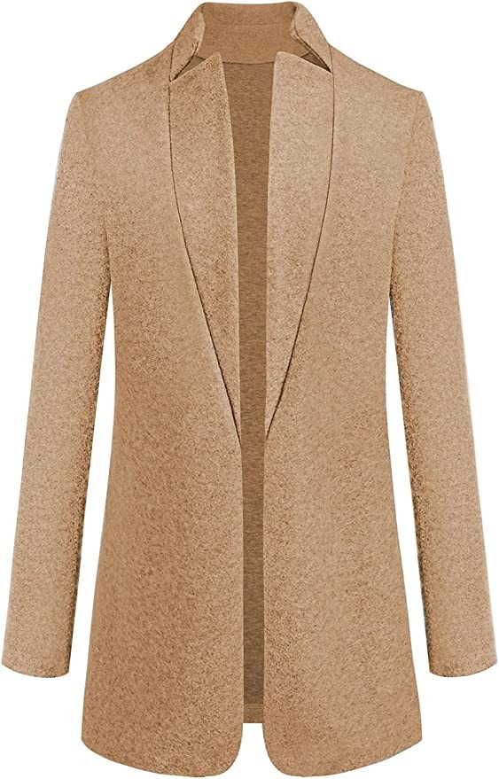 Omoone Women's Basic Stand Collar Slim Fit Jacket Pea Coat Notched Lapel Trench Coat | Amazon (US)