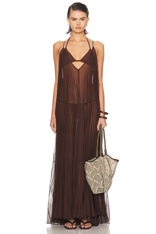 Shani Shemer Uma Maxi Dress in Chocolate | FWRD 