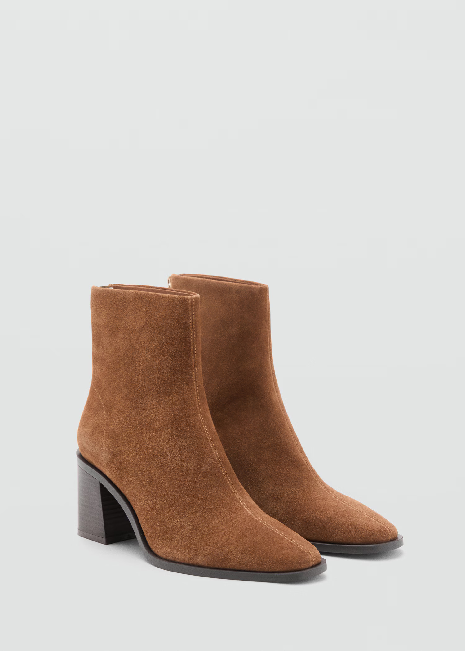 Suede leather ankle boots with block heel - Women | MANGO USA | Mango (US/MX/AU)