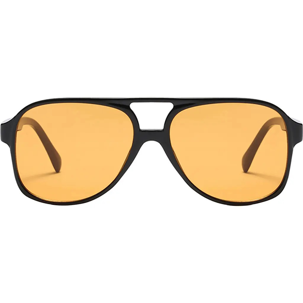 Fifth & Ninth Kingston Aviator 60mm Oval Sunglasses in Black/Orange at Nordstrom | Nordstrom