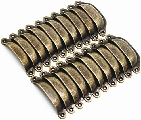 WEICHUAN 20PCS Antique Bronze Iron Drawer Knobs Pulls Handles - Vintage Kitchen Cabinets Furniture W | Amazon (US)
