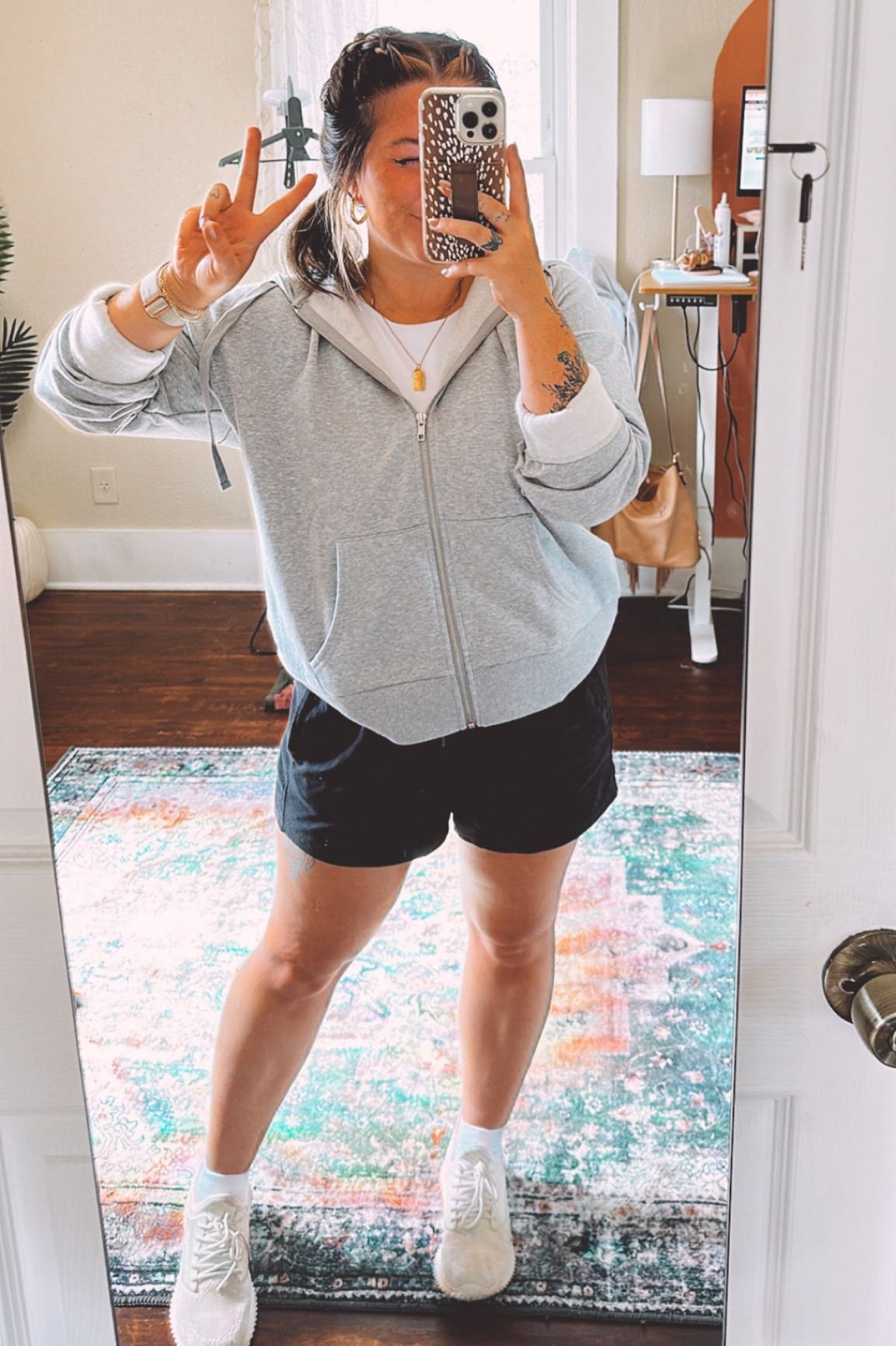 Pickleball outfit from @walmartfashion #walmartfashion — zip up hoodie wearing large for oversized fit and shorts are on sale and run TTS wearing medium! Tank medium and sneakers TTS 

#LTKfindsunder50 #LTKSeasonal #LTKSale