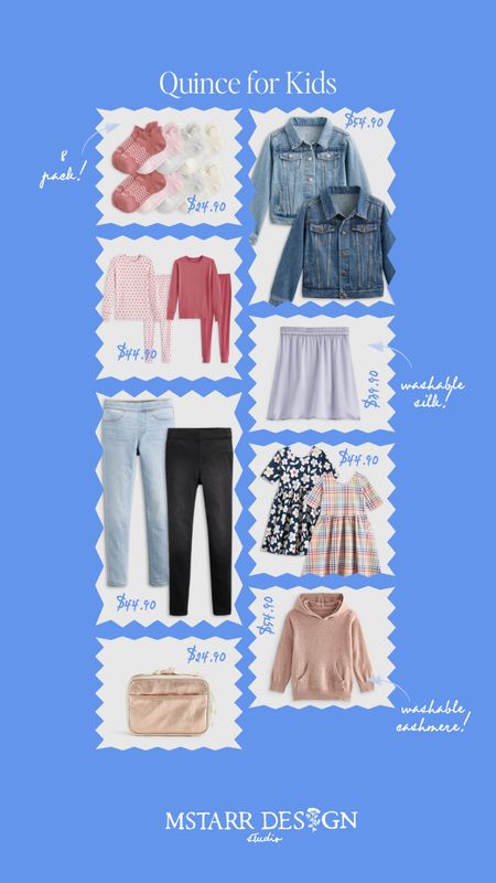 Quince…for kids! Pricing is great and washable silk and cashmere? Yes please! Use code INFG-EMILYS10 for 10% your order (new customers only).

Kids clothing, girls clothing, spring outfit, school outfit, travel outfit, denim jacket, pajamas, leggings 

#LTKfamily #LTKkids #LTKfindsunder50