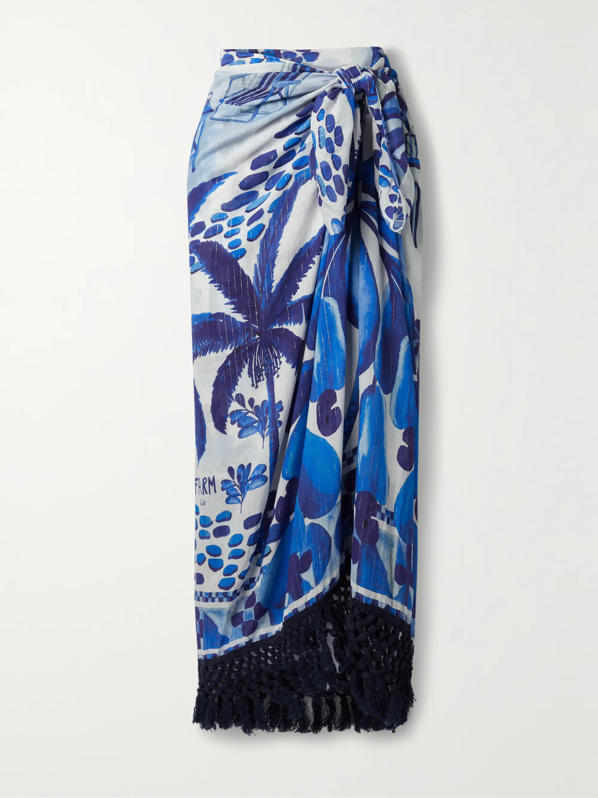 Fringed printed metallic voile pareo | NET-A-PORTER (US)