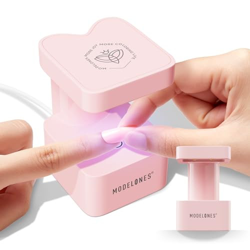 modelones Mini UV Light for Gel Nails, Small Nail Cure Light, Flash Cure Light for Gel x Nails, LED Nail Lamp, Portable USB Nail Light for Fast Curing, Pink | Amazon (US)