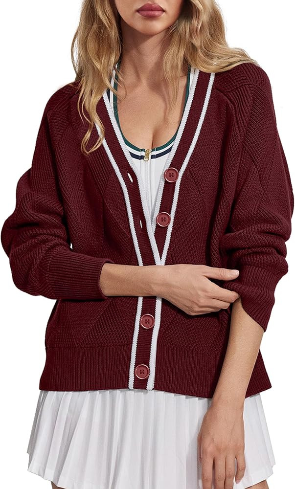 SuperPrity Cardigan Sweaters for Women Fashion 2024 Button Open Front Knit Oversized Cardigans Co... | Amazon (US)