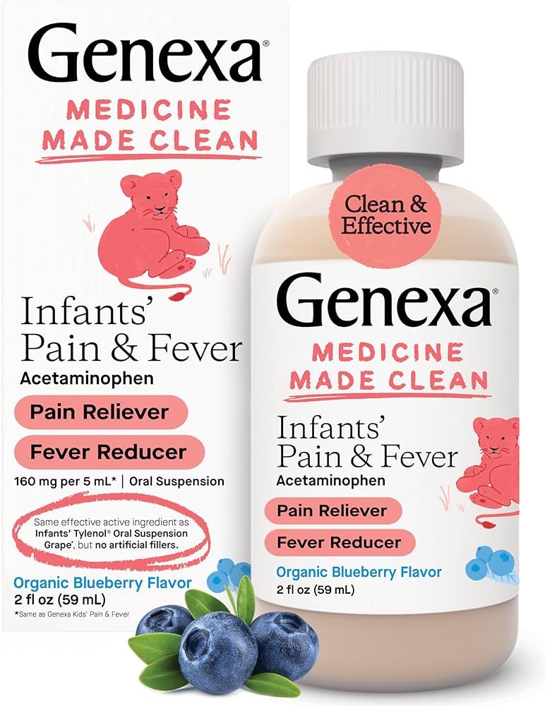 Genexa Infants’ Pain and Fever Reducer | Baby Acetaminophen, Dye Free, Liquid Oral Suspension M... | Amazon (US)