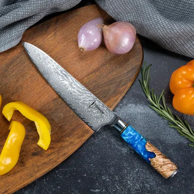 Senken Knives 8" Damascus Steel "Tsunami" Japanese Chef's Knife - 67-Layer Damascus Japanese VG10 Steel | Wayfair North America