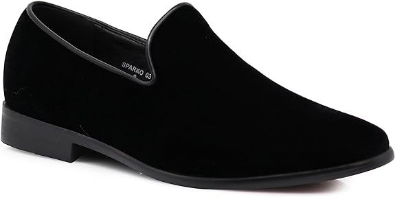 SPK03 Men's Vintage Plain Velvet Dress Loafers Slip On Shoes Classic Tuxedo Dress Shoes | Amazon (US)