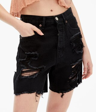 '90s High-Rise Baggy Hemp Denim Shorts | Aeropostale