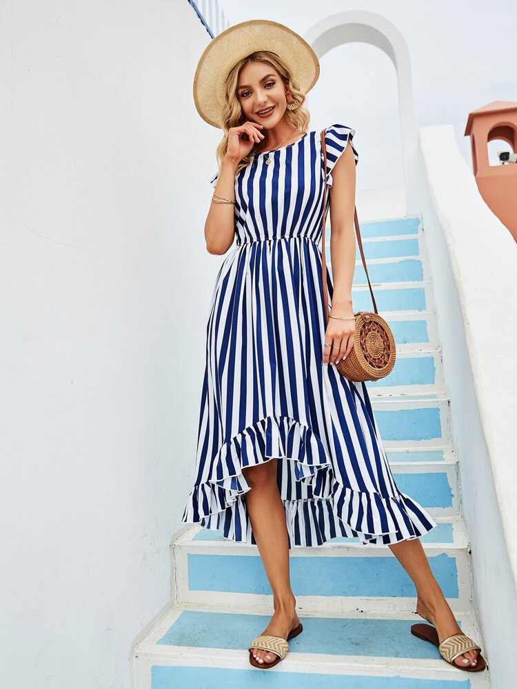 New
     
      Striped Asymmetrical Hem Dress | SHEIN