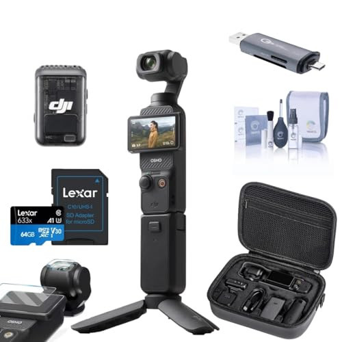 DJI Osmo Pocket 3 Creator Combo, Vlogging Camera, 4K/120fps Video, 3-Axis Stabilization, Mic Included for Clear Sound, Bundle with Carrying Case, Screen Protector, 64GB Memory Card, Card Reader | Amazon (US)