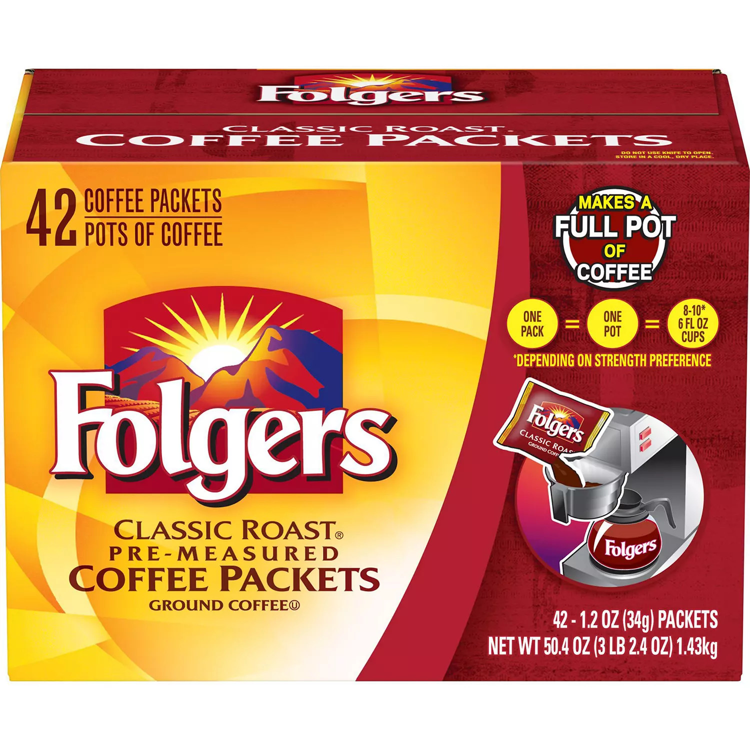 Folgers Classic Roast Ground Coffee Packets, 1.2 oz., 42 ct. | Sam's Club