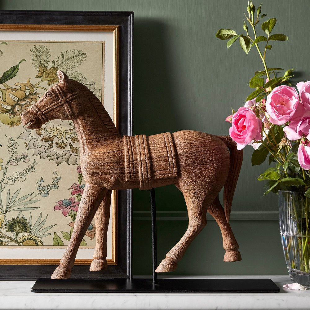 Wooden Horse On Stand Statue | Williams-Sonoma