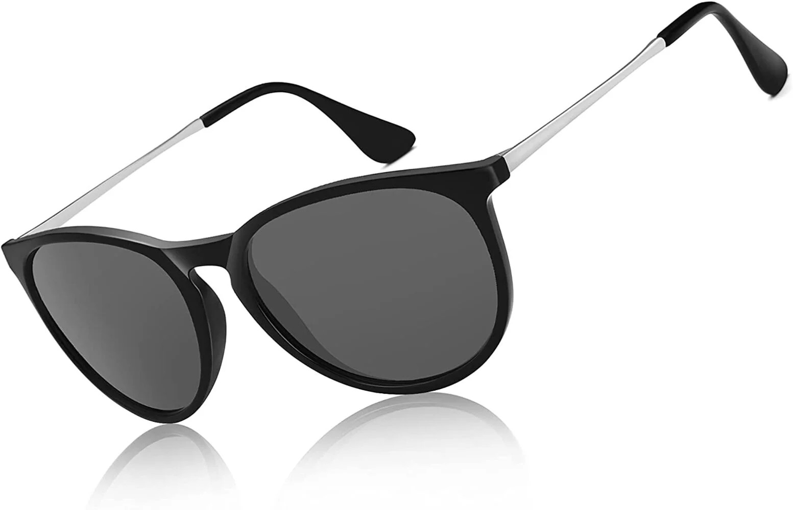 QiShi Vintage Round Sunglasses for Women Men Classic Retro Designer Style-Black | Walmart (US)