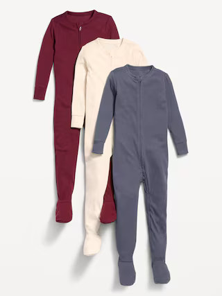 Snug-Fit 2-Way-Zip Ribbed Pajama One-Piece 3-Pack for Toddler & Baby | Old Navy (US)